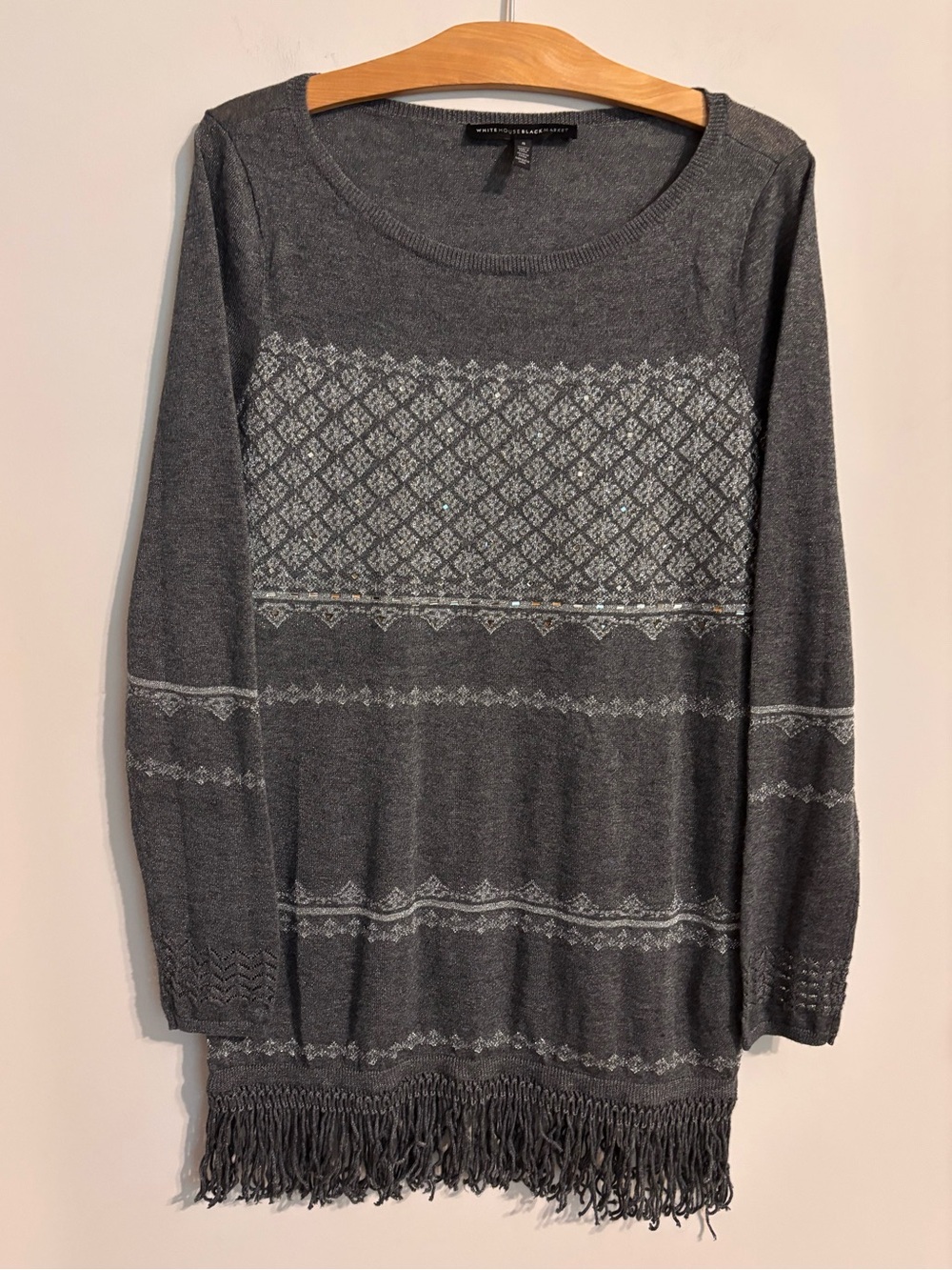 White House Black Market Grey Shimmery Lightweight Sweater
